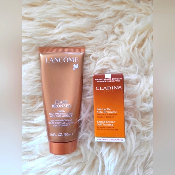 Lancome Flash Bronzer Tinted Self-Tanning Leg Gel +Clarins Liquid Bronze Tanning - Picture 1 of 5